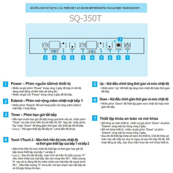 Bếp điện đôi hồng ngoại Tiger Queen SQ-350T