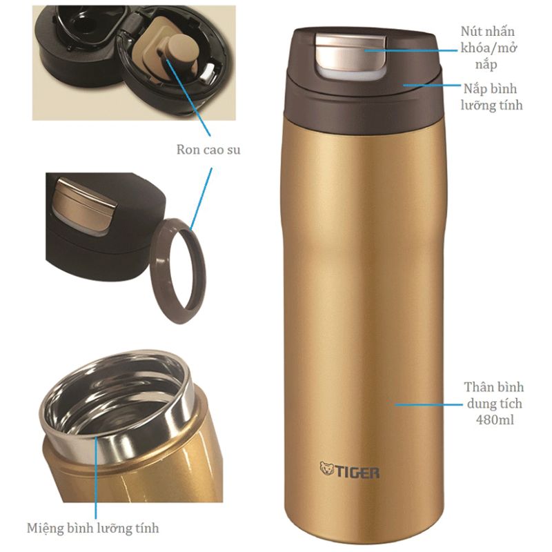 Bình giữ nhiệt Tiger nắp bật MJC-A048 [480ml]