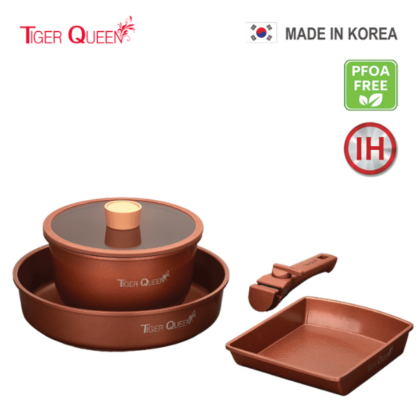 Bộ nồi Ceramic IH tay cầm rời hiệu Tiger Queen DCWCB-SET [5 món]