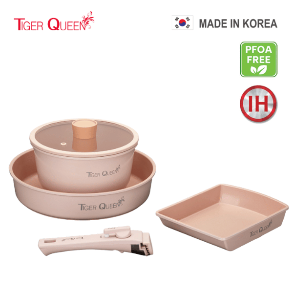 Bộ nồi Ceramic IH tay cầm rời hiệu Tiger Queen DCWCP-SET [5 món]