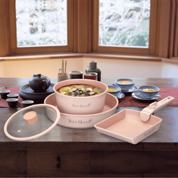 Bộ nồi Ceramic IH tay cầm rời hiệu Tiger Queen DCWCP-SET [5 món]