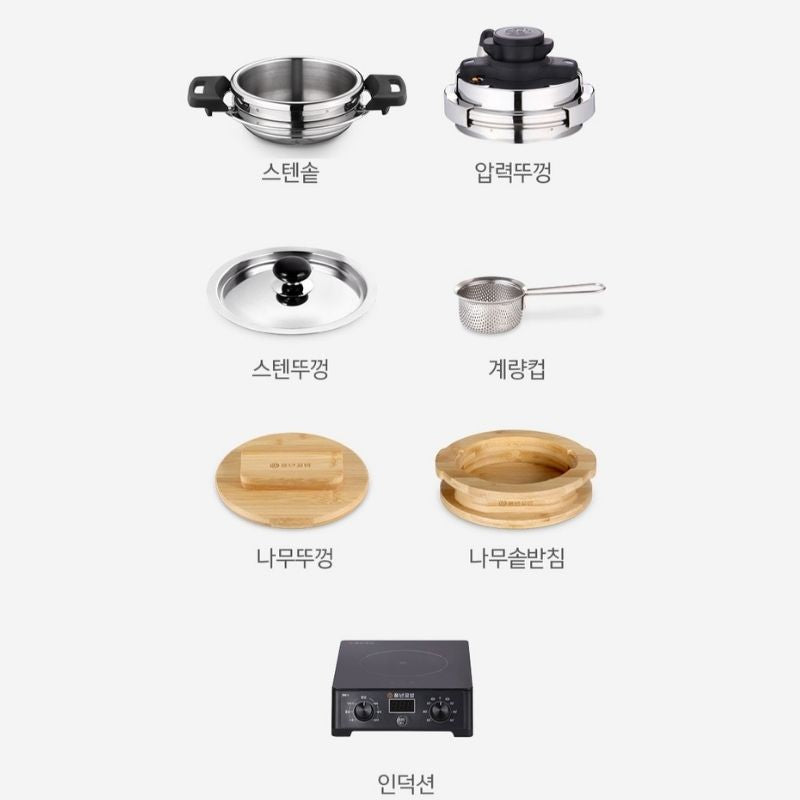 Bộ nồi áp suất inox 7 món hiệu POONGNYUN [PN] PKBHS-SET(IH) [0.7L]