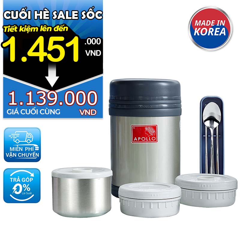 Cà men cơm giữ nhiệt Apollo 3 ngăn APL-1600 [1.55L]