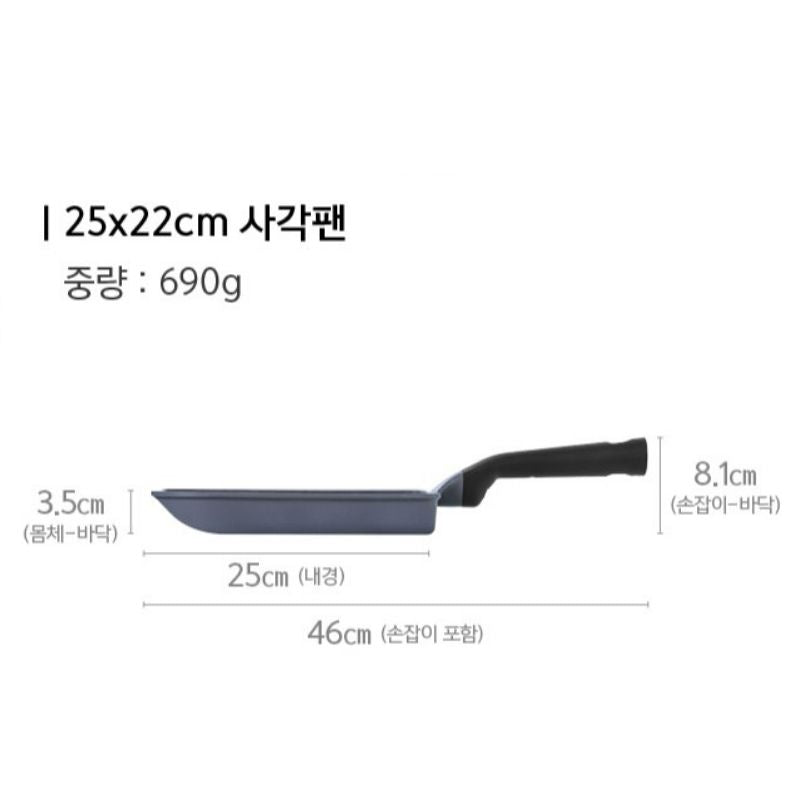Chảo gang vuông chống dính chiên trứng hiệu PN MHFP-25S(IH) [25x22CM]
