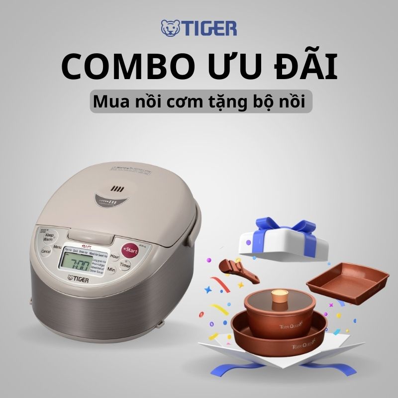 COMBO TIGER ƯU ĐÃI : Mua nồi cơm điện JKW-A18W tặng bộ nồi Tiger Queen DCWCB-SET