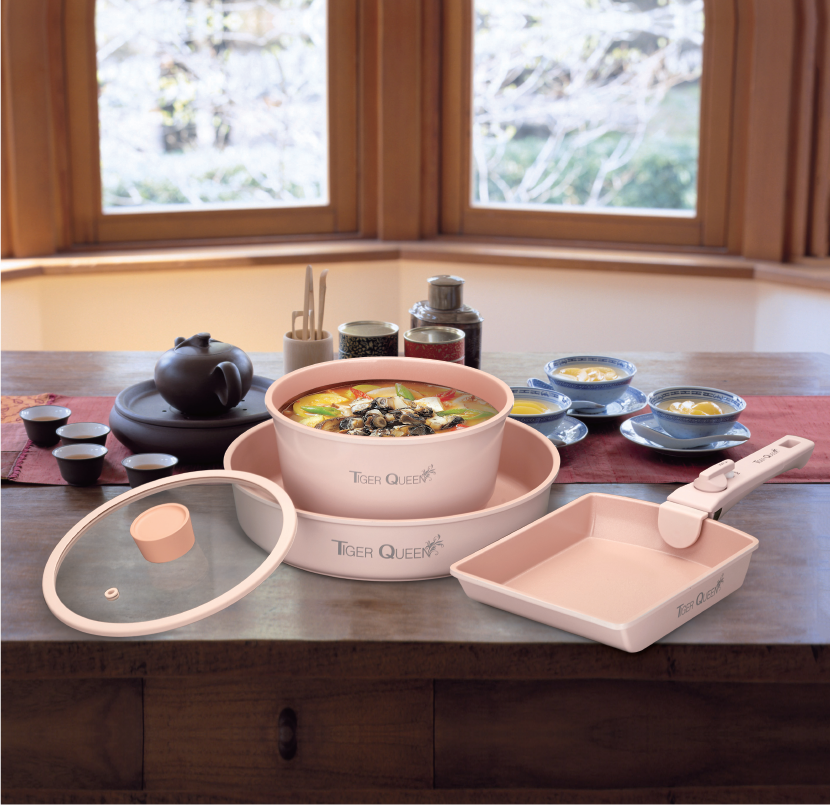 Bộ nồi Ceramic IH tay cầm rời hiệu Tiger Queen DCWCP-SET [5 món]