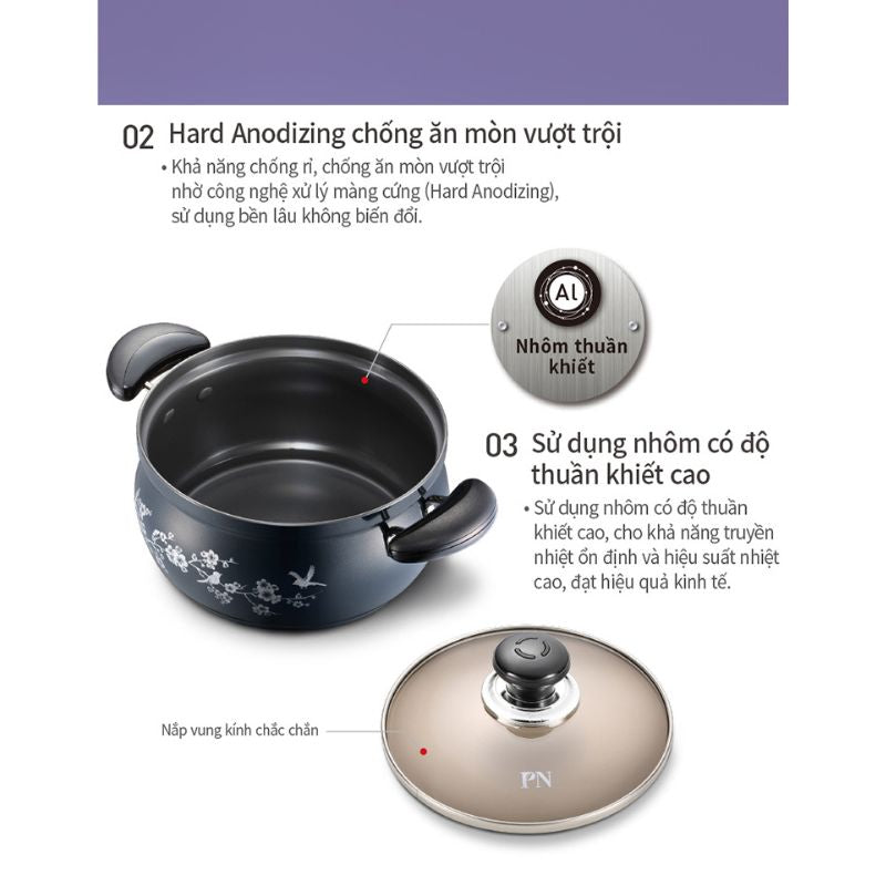 Nồi casserole nhôm hiệu PN FMPT-20C(IH) [20cm - 2.9L]