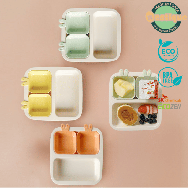 Khay ăn trẻ em cao cấp 3 ngăn hiệu Nestique Series Rabbit N-12-1