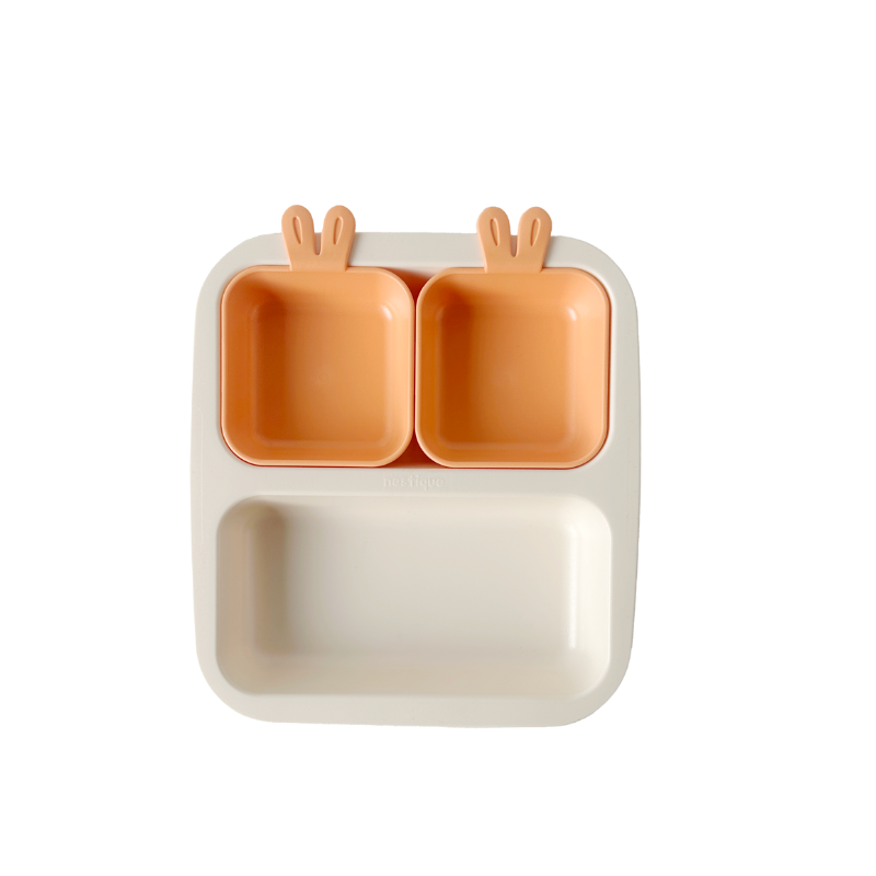 Khay ăn trẻ em cao cấp 3 ngăn hiệu Nestique Series Rabbit N-12-1
