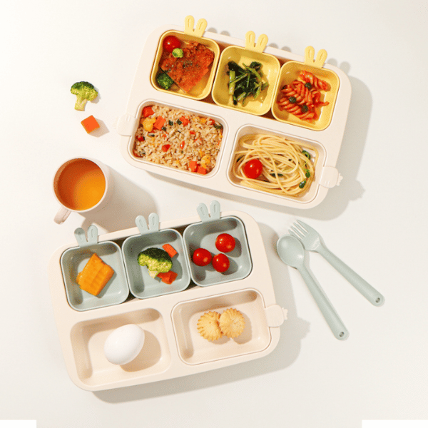 Khay ăn trẻ em cao cấp 5 ngăn Series Rabbit hiệu Nestique N-11-1