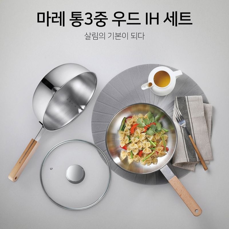 Bộ nồi chảo inox cao cấp hiệu POONGNYUN [PN] MWIS-SET [3 món]