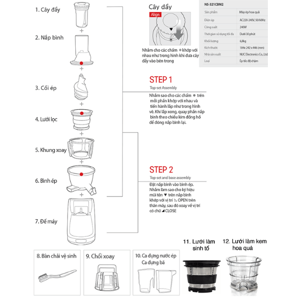 Máy ép chậm 3 trong 1 hiệu Kuvings NS-321CBM2 [400ml]
