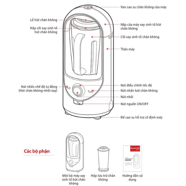 Máy xay sinh tố chân không Kuvings KV-200R (2.0L)