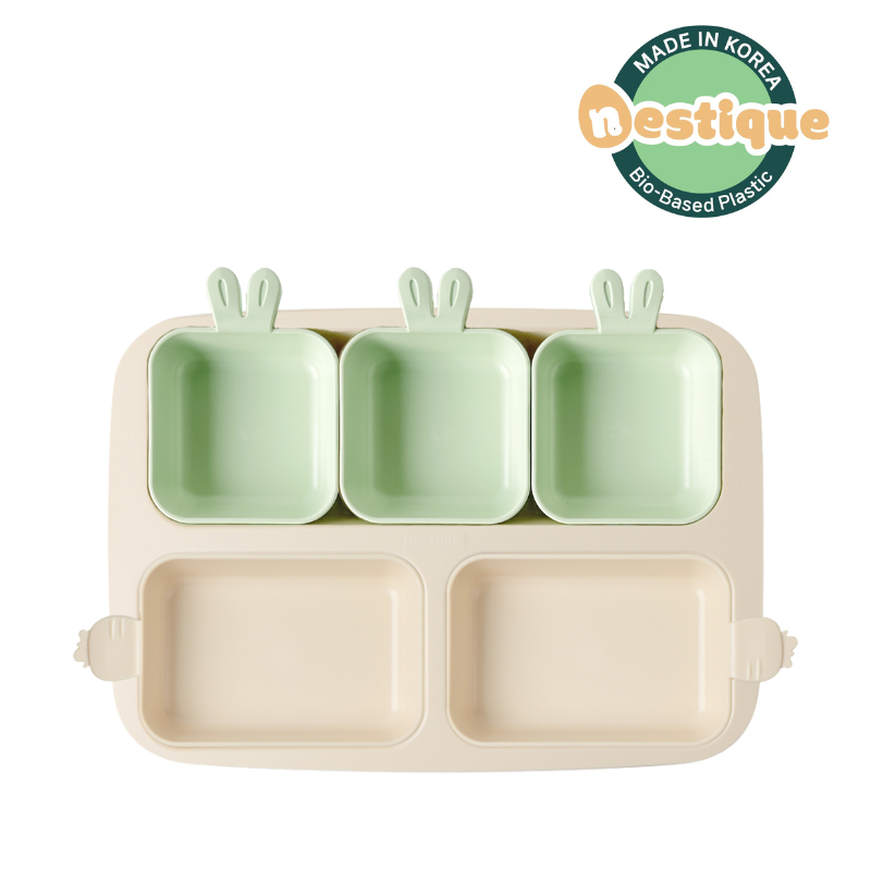 Khay ăn trẻ em cao cấp 5 ngăn Series Rabbit hiệu Nestique N-11-1