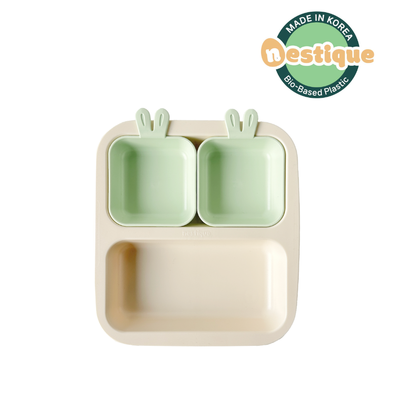 Khay ăn trẻ em cao cấp 3 ngăn hiệu Nestique Series Rabbit N-12-1