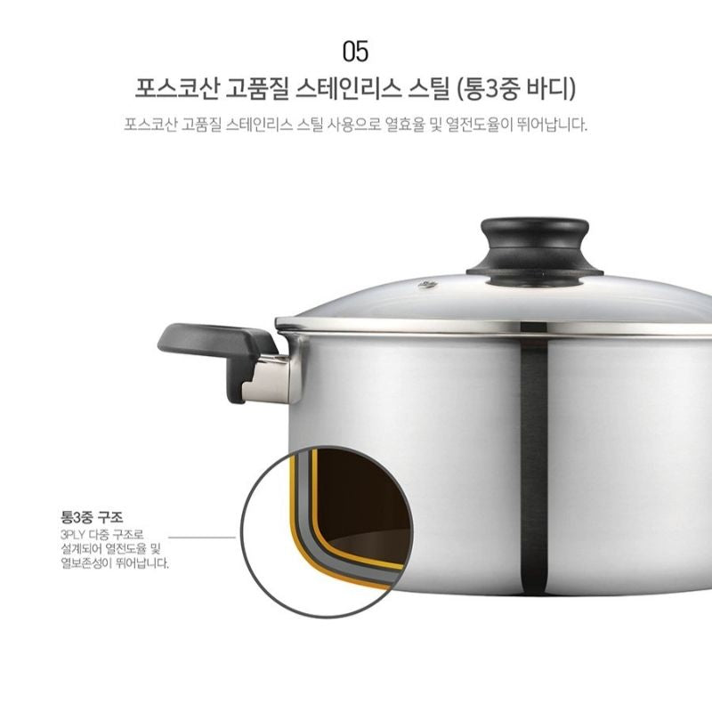 Nồi casserole Inox cao cấp hiệu POONGNYUN WNPT-24C(IH) [4.0L]