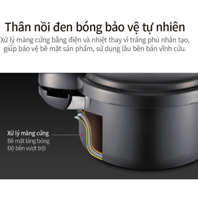 Nồi áp suất nhôm HardAnodizing hiệu PN BMPC-06 [3.4L]