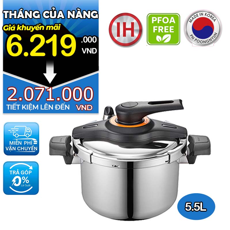 Nồi áp suất Inox 3 lớp IH hiệu PN VTSPC-10 [5.5L]