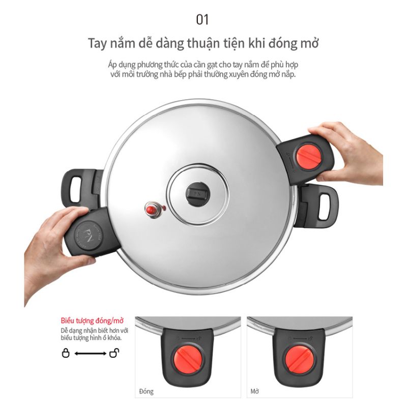 Nồi áp suất Inox 3 lớp hiệu PN PHSPC-25 [13.0L]