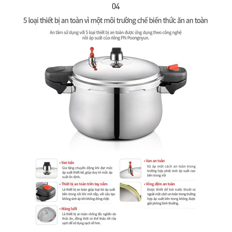 Nồi áp suất Inox 3 lớp hiệu PN PHSPC-25 [13.0L]
