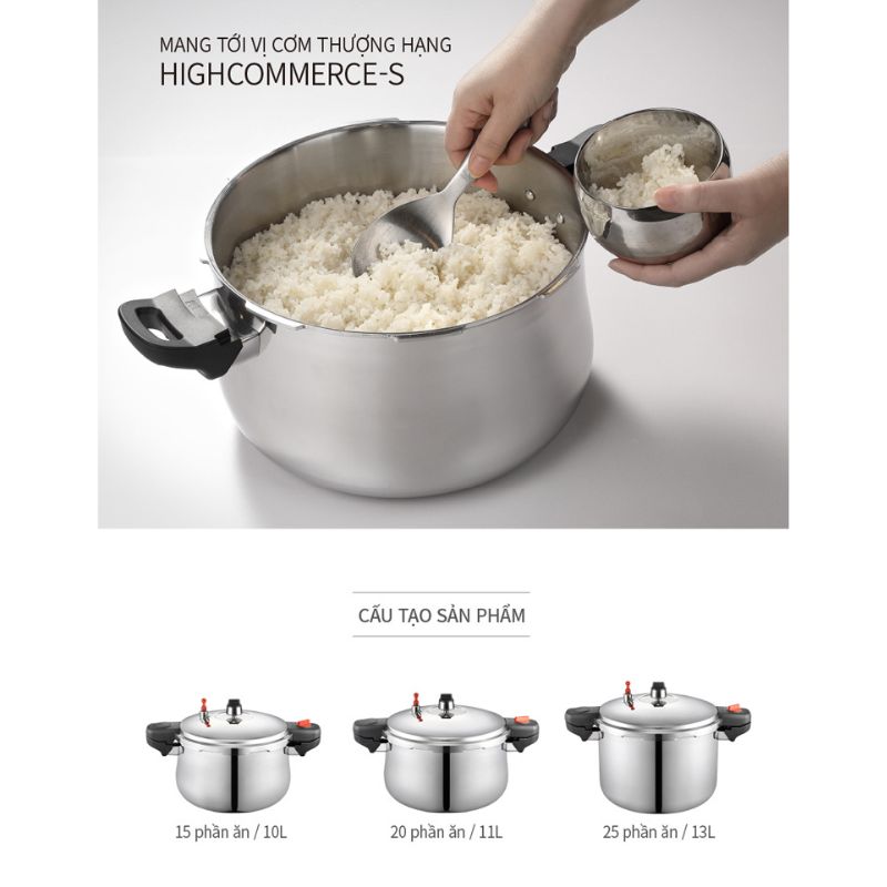 Nồi áp suất Inox 3 lớp hiệu PN PHSPC-25 [13.0L]