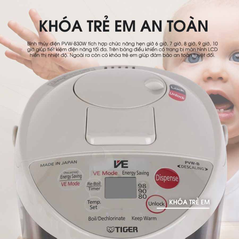 Bình thủy điện tử chân không Tiger PVW-B30W [2.91L]