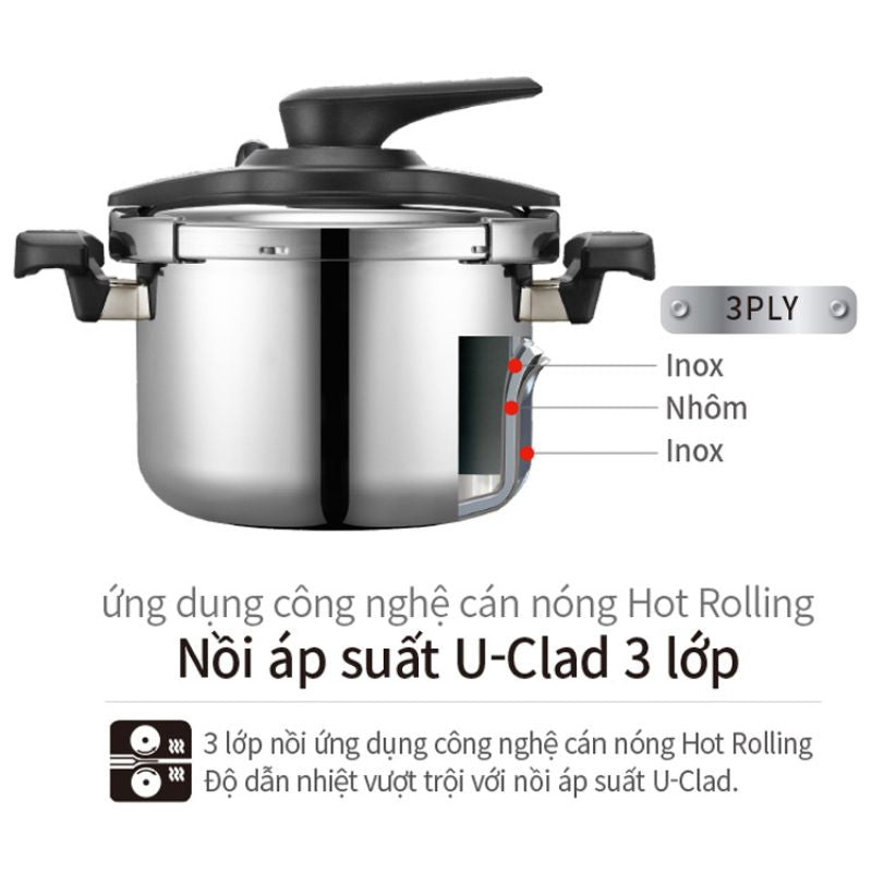 Nồi áp suất Inox 3 lớp IH hiệu PN VTSPC-10 [5.5L]