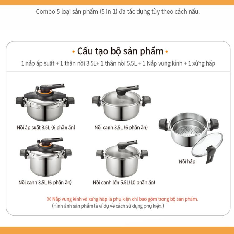Nồi áp suất Inox 3 lớp IH hiệu PN VTSPC-10 [5.5L]