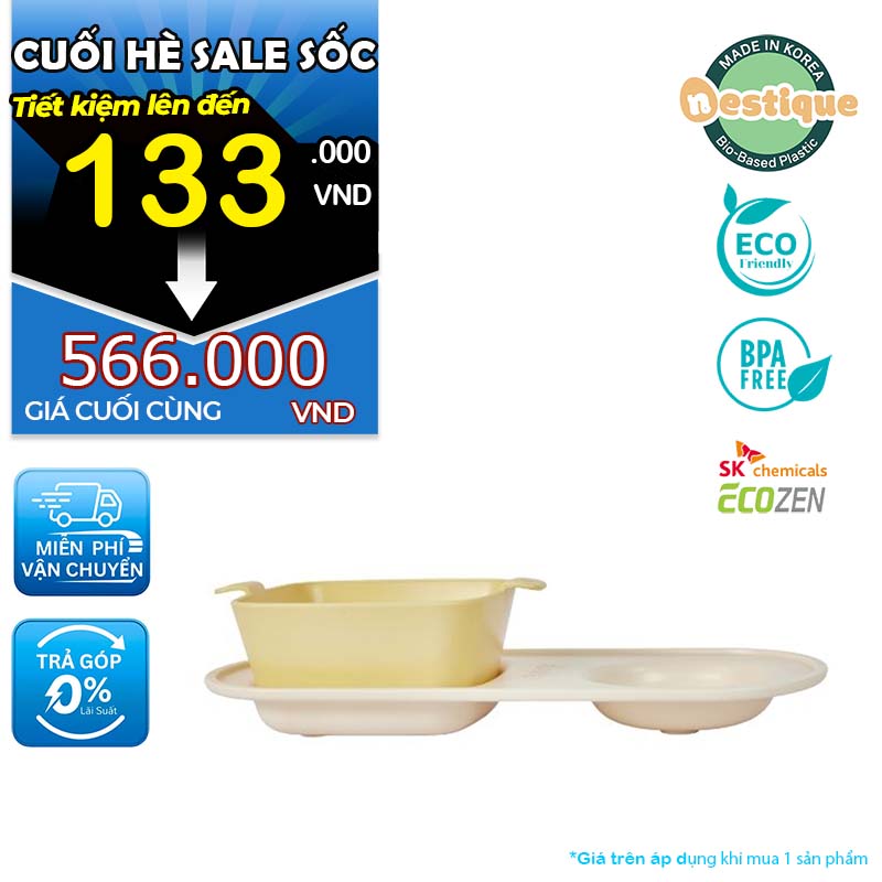 Khay ăn sáng trẻ em cao cấp 2 ngăn hiệu Nestique N-14 (2024 Color)