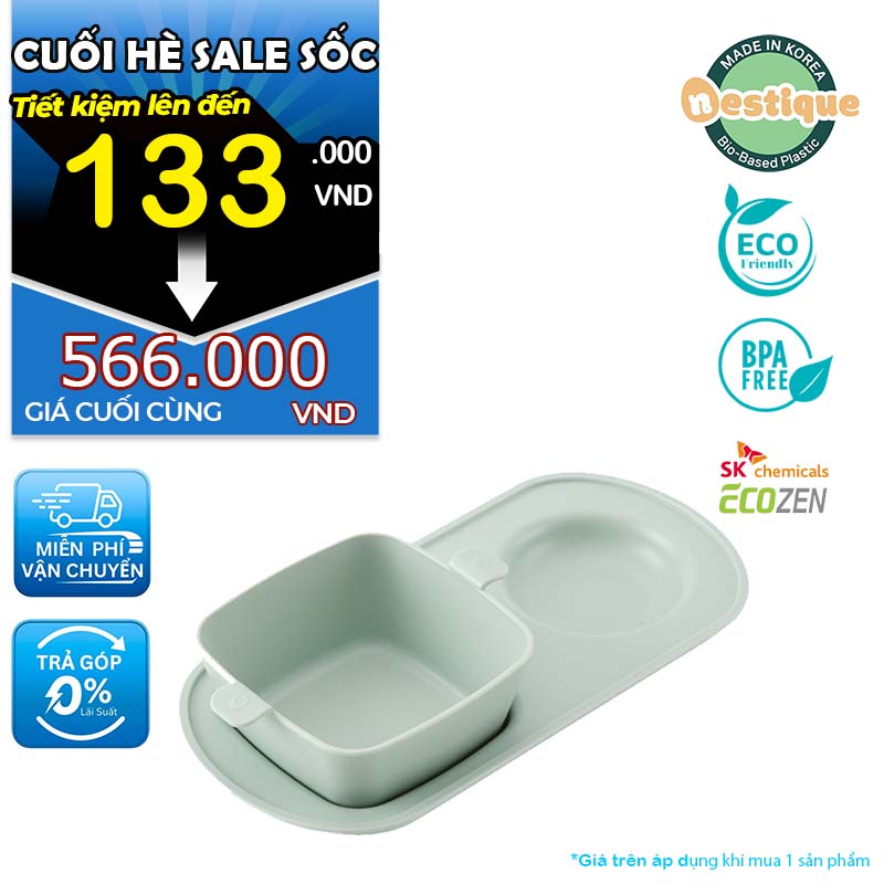 Khay ăn sáng trẻ em cao cấp 2 ngăn hiệu Nestique N-14