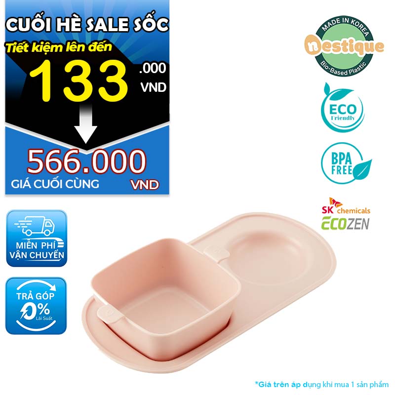 Khay ăn sáng trẻ em cao cấp 2 ngăn hiệu Nestique N-14
