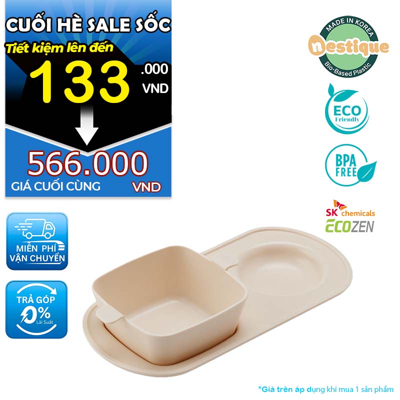 Khay ăn sáng trẻ em cao cấp 2 ngăn hiệu Nestique N-14