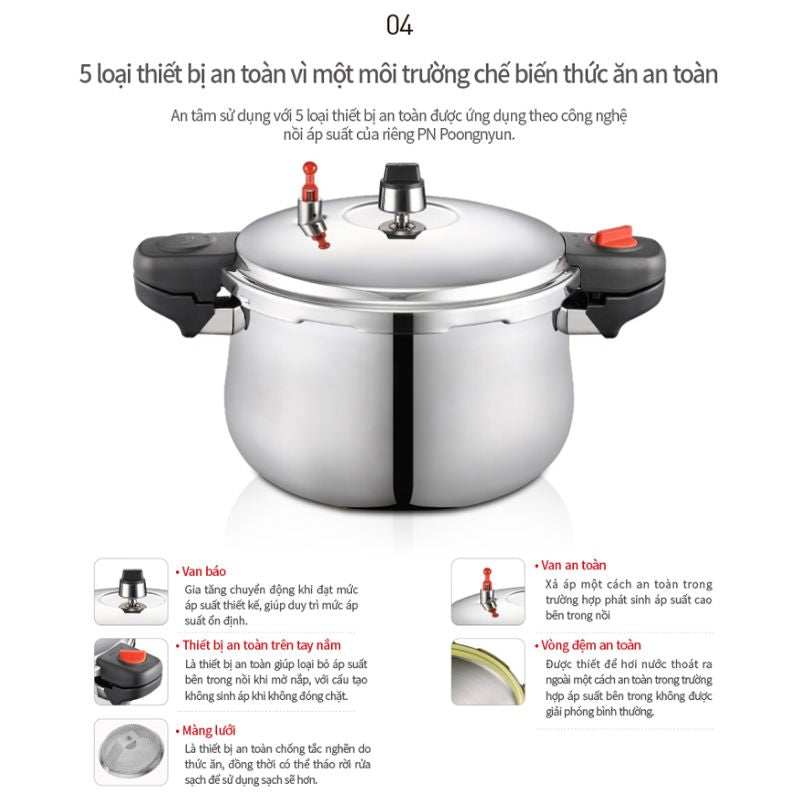 Nồi áp suất Inox 3 lớp hiệu PN PHSPC-20 [11.0L]