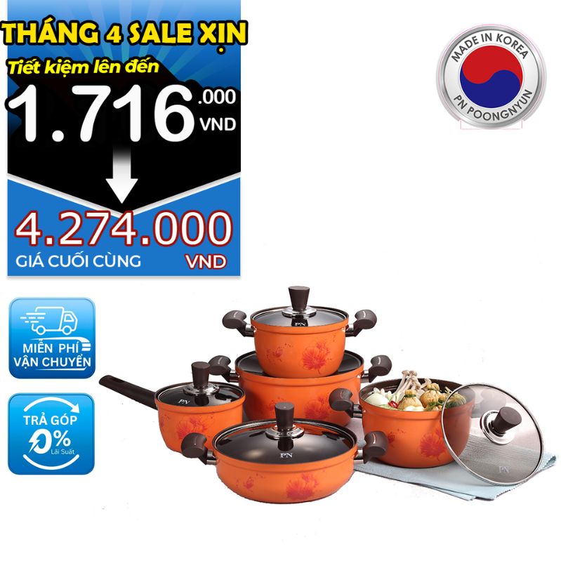 Bộ nồi nhà bếp Ceramic hiệu PN FACPT [10 món]
