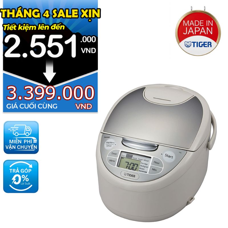 Nồi cơm điện tử Tiger 4 trong 1 JAX-S10W [1.0L]