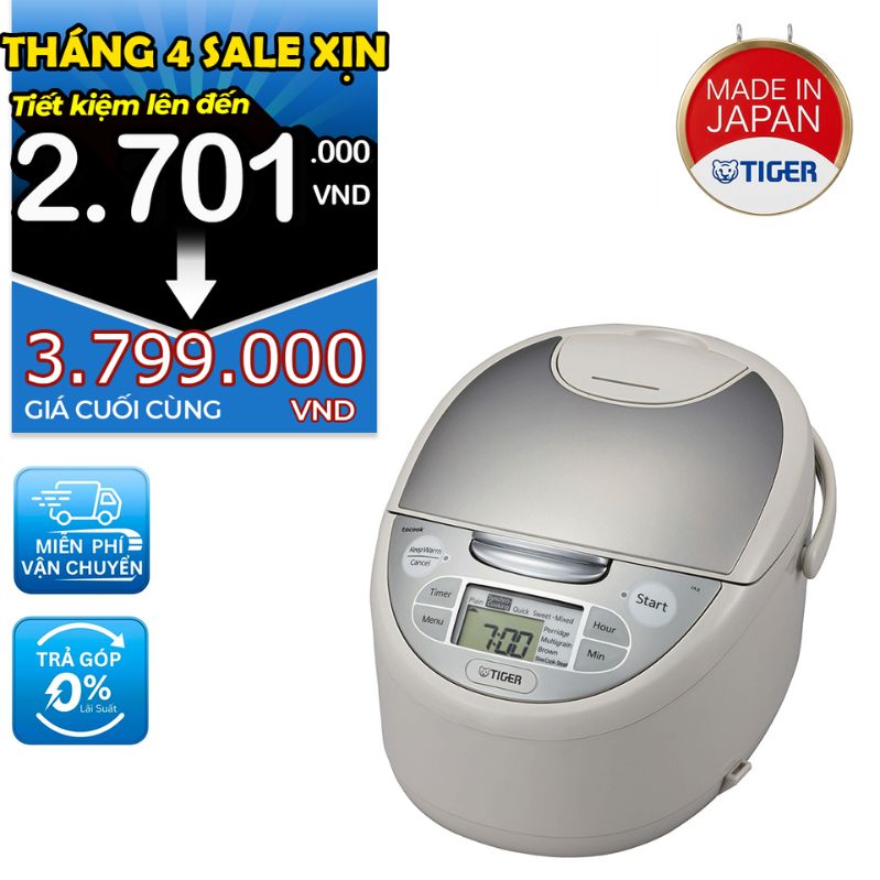 Nồi cơm điện tử Tiger 4 trong 1 JAX-S18W [1.8L]